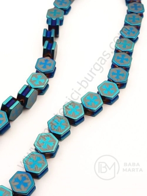 Hematit cu cruce 8x9x5mm albastru, gaură nemagnetică 1.5mm ~54 buc 1 buc 352327