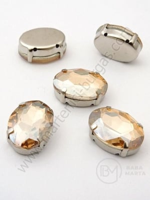 Sticlă cristal (cristal) 13x18mm aurie în coș metalic 1 pachet 2 buc 151529