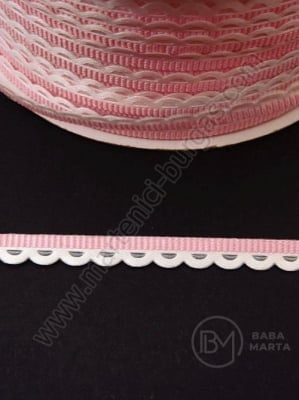 Panglică de satin 6mm, roz cu alb, 1 pachet, 10 metri, 451380
