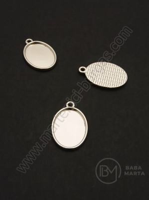 Pandantiv 23x16mm culoare argintie, bază de montare 18x13mm, 1 pachet de 10 bucăți 306827