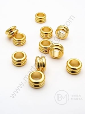 Mărgele 8x4mm OȚEL (304) culoare aurie gaură 5mm 1 pachet 2 buc 305755