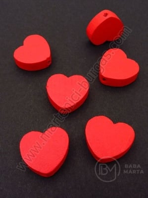 Figurină inimă din lemn 18x16x6mm red 1 pack 20 pcs 327140