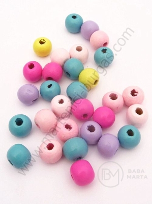 Bilă de lemn 10x9mm colorată gaură 3mm 1 paquet 40g ~110 pcs 321250