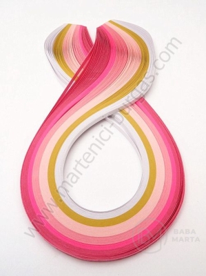 Panglici quilling 3mm x 390mm gama roz 1 pachet 6 culori x 20 bucăți - 120 bucăți 175079