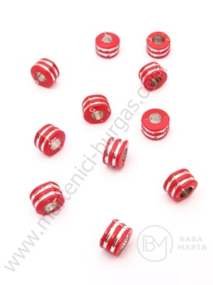 Cilindru roșu 6x8mm brad argintiu 1 pachet 40g ~200 buc 312153