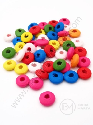 Șaibă din lemn 12x5mm colorată gaură 3mm 1 paquet 40g ~152 buc 321233