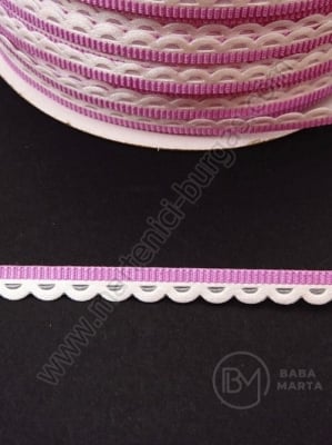 Panglică de satin 6mm, mov cu alb, 1 pachet, 10 metri, 451382