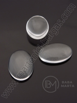 Caboșon oval din sticlă 25x18x5mm transparent 1 pachet 10 buc 191004