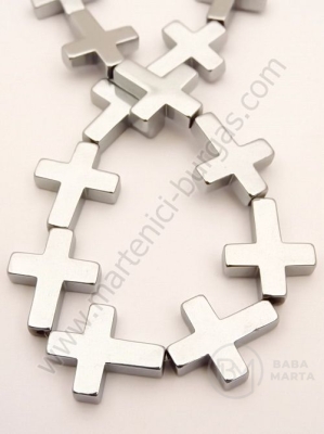 Cruce din hematit 18x14x4mm, argintiu, nemagnetic, gaură 1mm ~23 buc. 1 buc. 352316