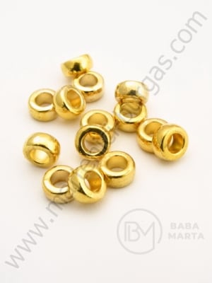 Mărgele metallice 7x4mm aurii, gaură 3mm, 25 buc. 308362