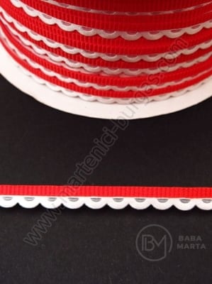 Panglică de satin 6mm, roșu cu alb, 1 pachet, 10 metri, 451379