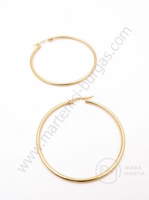 Cercei rotunzi din OȚEL 40x2mm color aurie 1 pereche 281294