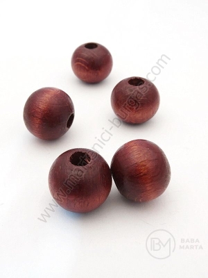 Bilă de lemn maro ~16mm gaură 5mm 1 paquet 40g ~24buc 321302
