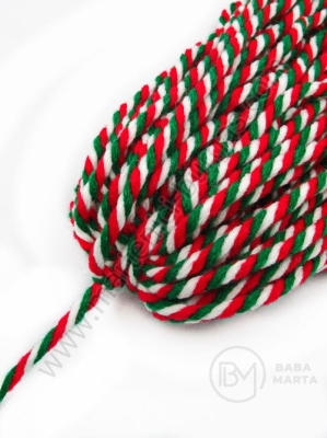 Cablu PAN răsucit alb verde roșu ~4mm 30 metri 402106