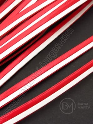 Panglică roumă cu piele artificială albă 7x2mm 5 meters 421165