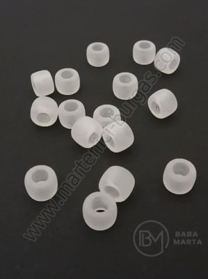 Margele 8x6mm alb mat, gaură 4mm 40g ~155 buc 312611