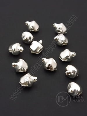 Clopoței metallici 8x6mm argintii, gaură 1mm, 1 pachet, 50 buc. 301913