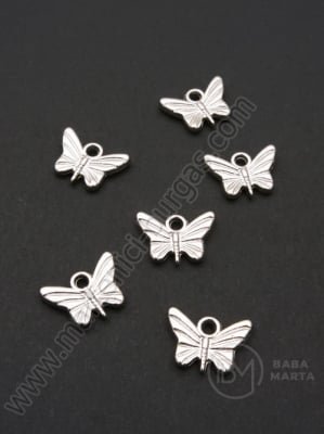 Pandantiv SSV fluture 13x19mm culoare argintie 1 pachet 50 buc 318446