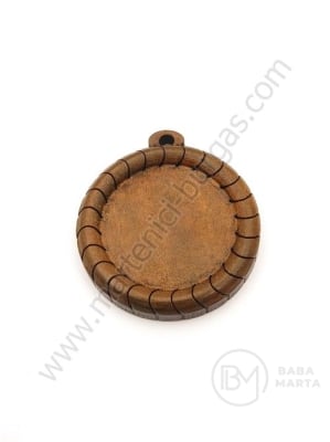 Pandantiv din lemn pentru bijuterii lăcuit 38x35x5mm bază de montare 25mm 1 pachet 3 buc 182116