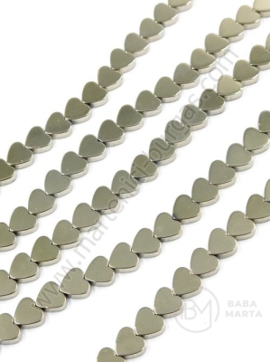 Inimă de hematit 6x6x2mm gaură 1mm ~72 buc ~40cm 1 buc 353186
