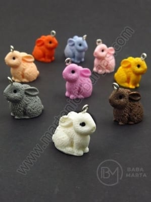 Pandantiv 18x22x11mm rășină iepure mix gaură 2.5mm 1 pachet 4 buc 335853