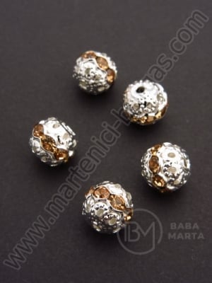 Mărgele metalice cristal 10mm culoare albă 1 buc 308182