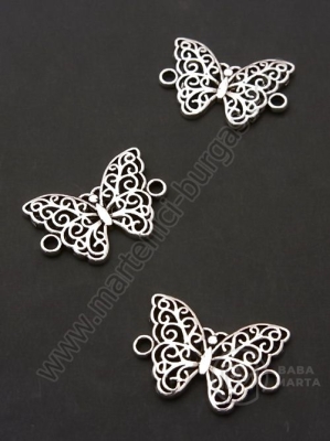 Fluture metalic Element 21x15mm culoare argintie 1 pachet 20 buc 306302