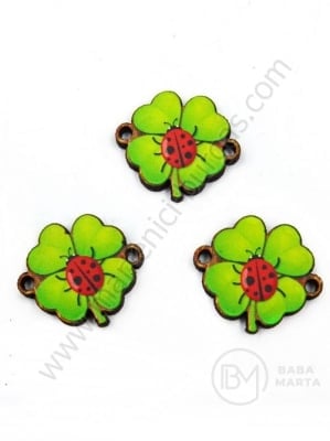 Figurină din lemn trifoi 24x20mm cu gaură de buburuza 2mm 1 paquet 10 pcs 182561