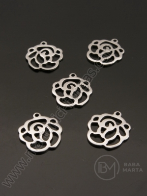 Pandantiv floare oțel 16x14mm 5 buc 309481