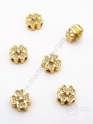 Margele de trifoi 8x5mm cu zirconii forjat, gaura 1.5mm, 1 bucata 305296