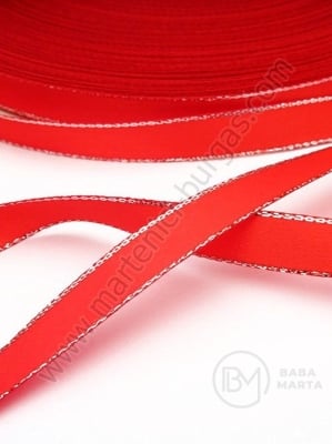 Panglică de satin rouja 10mm cu clipici argintiu 1 pachet 5 metri 451547