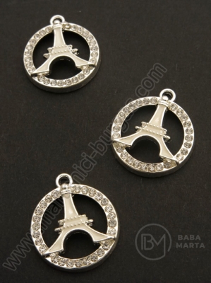 Pandantiv cristal metalic 22x19mm culoare argintie 1 buc 309497