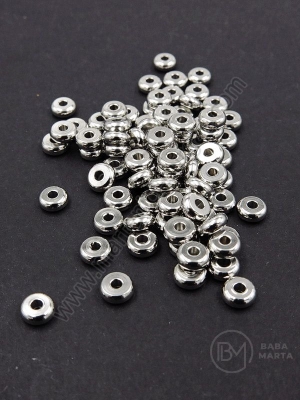 Mărgele 5x2mm OȚEL color argintie 1 pachet 10 buc 305790