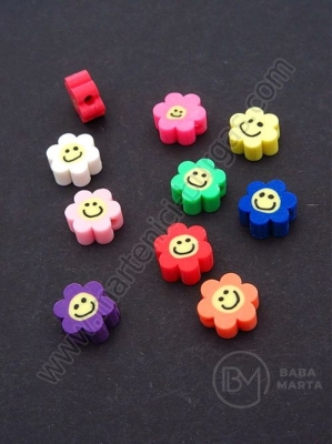 Mărgele FIMO pentru flori 9~10x4~5mm, gaură mixtă 1.5mm, 1 pachet, 10 buc. 312707