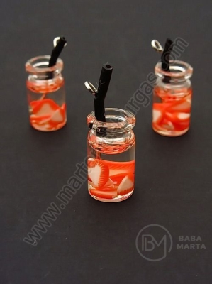 Pandantiv borcan de sticla 18x10mm cu cocktail de fructe 1 pachet 2 bucati 335478