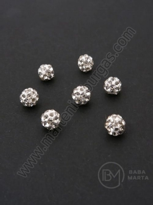Mărgele Shamballa cu cristale 6mm argintii gaură 1mm 1 pachet 10 buc 301975