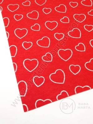 Fetru 1mm A4 20x30cm imprimeu inimioare rosu 1 buc 461310