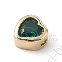 Margele inimă 6x6x4.5mm alamă cu zirconiu cubic 1 bucată 305374