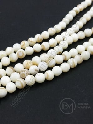 Șir de mărgele albe din sidef 6mm ~65 buc 1 buc 351740