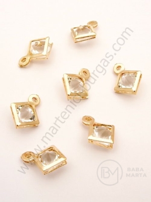 Pandantiv metalic cu cristal 14x11x6mm culoare aurie 1 pachet 10 buc 335445