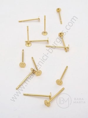 Închizatore cercei 12x3x0.8mm OȚEL (304) placat cu aur 1 pachet 4 buc 305678