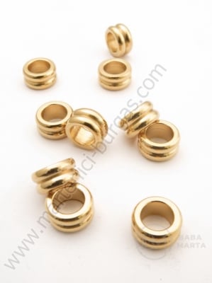 Mărgele 10x5mm OȚEL (304) culoare aurie gaură 6mm 1buc 309618