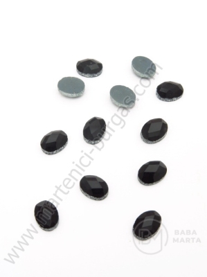 Sticlă ovală 6x8mm neagră pentru lipici hote 1 pachet 20 buc 151399