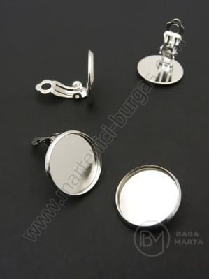 Base metalică cu clemă pentru pănă de cercei, pentru încrustare, 16 mm, 1 pack, 4 pcs. 302102
