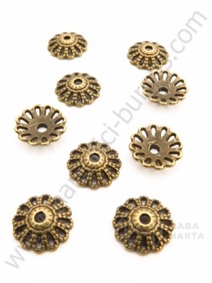 Mărgele florale metallice 12x3mm culoare bronz antic 30 buc 309300
