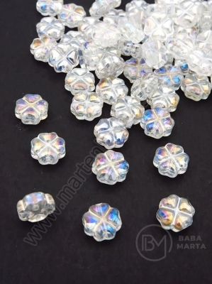 Cristal Clover 8x8.5x4mm imitație Swarovski efect AB gaură 0.8mm 1 pachet 10 bucăți 335565