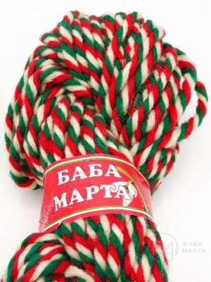Fir 100% lână răsucit alb verde roșu 100g ~35 metri 431379