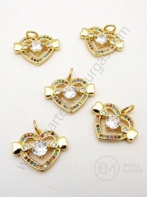 Pandantiv inimă 14.5x18x4mm cu zirconii forjat 1 bucată 305270
