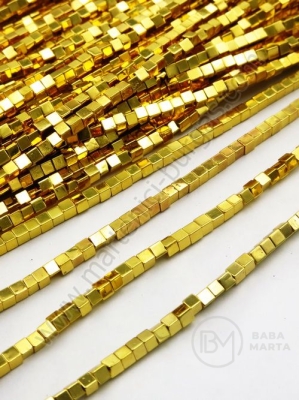 Cub de hematit aur ~2.5mm gaură nemagnetică 1mm ~180 buc ~40cm 1 buc 353144