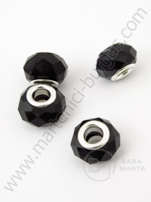 Mărgele de sticlă 14x9mm culoare neagră 1 buc 309061